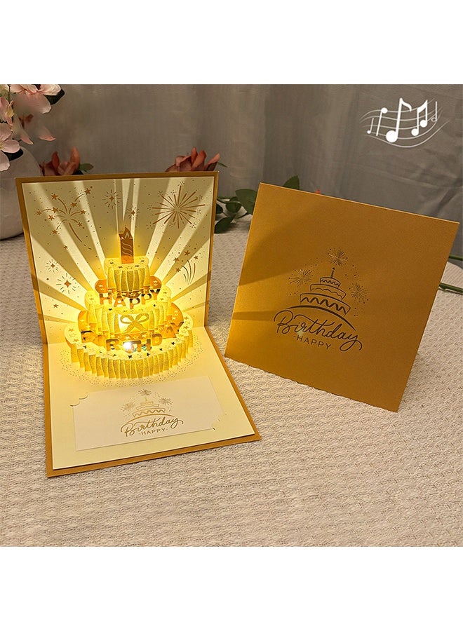با لوف بطاقات عيد ميلاد ثلاثية الأبعاد، بطاقة عيد ميلاد مع موسيقى وإضاءة LED دافئة، بطاقات تهنئة موسيقية، هدية للنساء، الأم، الزوجة، الأخت، الفتاة - Image 1